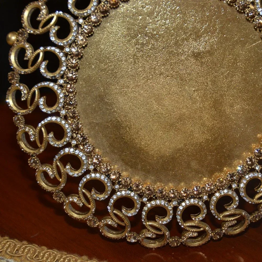 RARE JAY STRONGWATER FALL AUTUMN KARYSS PAISLEY JUNGLE GOLD CRYSTAL ENAMEL FRAME